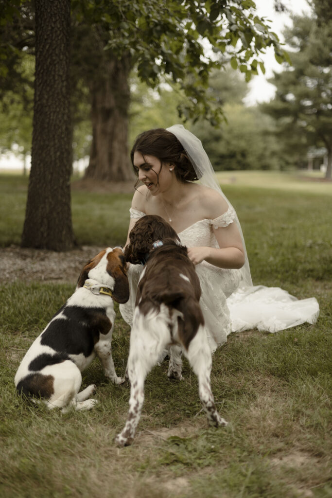 Callie plays with she and Matts pups before the ceremony