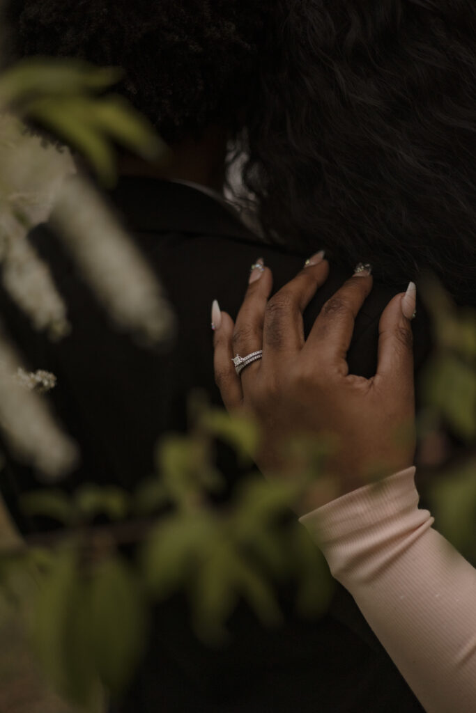 A detailed image of Kikis engagement ring